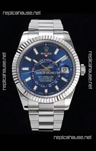 Rolex Sky-Dweller REF# 326934 Blue Dial Watch in 904L Steel Case 1:1 Mirror Replica