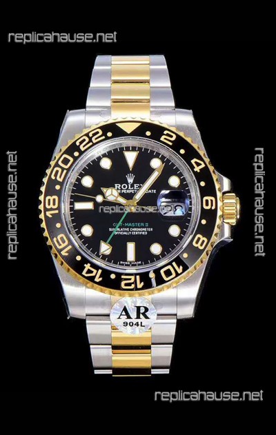 Rolex GMT Masters II 116713 Yellow Gold Swiss Replica 1:1 Mirror Watch 904L Steel 