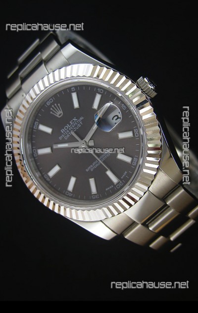 Rolex Datejust Japanese Replica Watch - Grey Dial in 41MM with Oyster Strap