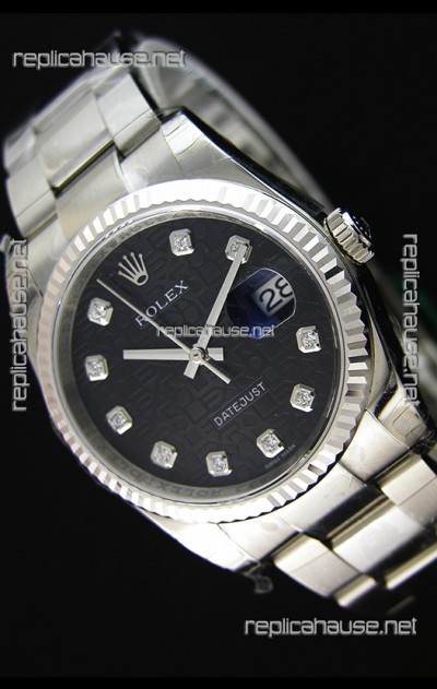 Rolex Datejust Japanese Replica Watch - Black Dial in 36MM with Oyster Strap