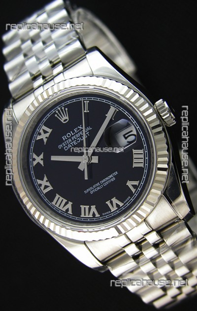 Rolex Datejust Japanese Replica Watch - Black Dial in 36MM with Jubilee Strap