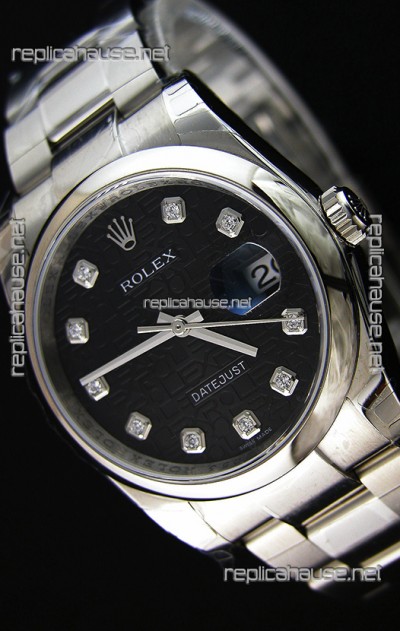 Rolex Datejust Japanese Replica Watch - Black Dial in 36MM with Oyster Strap