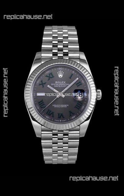 Rolex Datejust Wimbledon Edition Japanese Replica Watch - Grey Dial in 41MM 