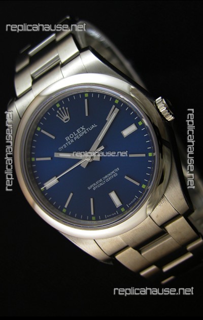 Rolex Oyster Perpetual Japanese Replica Watch - Blue Dial in 39MM Casing