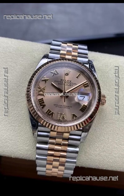 Rolex Datejust 126231-0027 36MM Swiss Replica in 904L Steel in Gold Dial 1:1 Mirror Replica