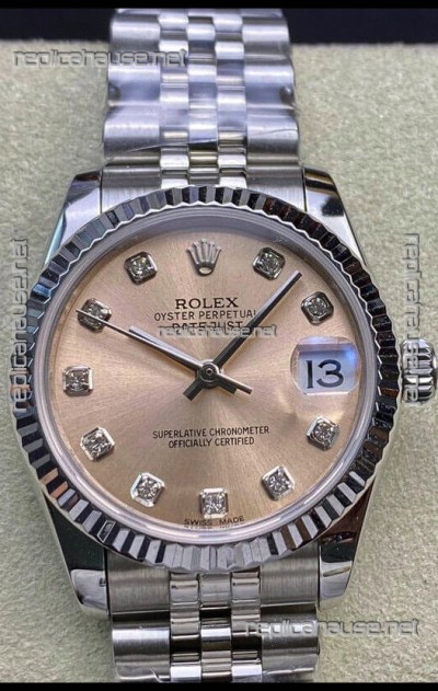 Rolex Datejust 31MM Swiss 1:1 Mirror Replica in 904L Steel - Champange Dial