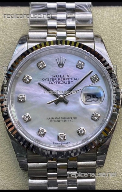 Rolex Datejust 178384 31MM Swiss 1:1 Mirror Replica in 904L Steel - White Pearl Dial 