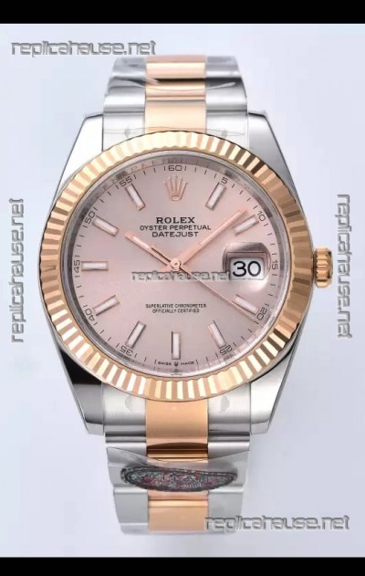 Rolex Datejust Cal.3235 Movement 1:1 Mirror Replica 904L Steel 41MM Two Tone Rose Gold Casing