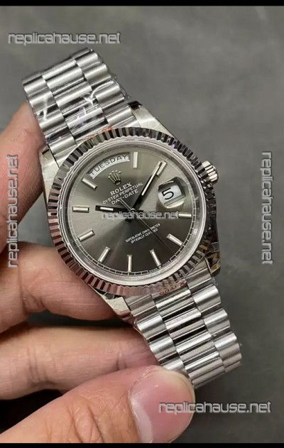 Rolex Day Date Presidential Stainless Steel Grey Dial Watch 40MM - 1:1 Mirror Quality