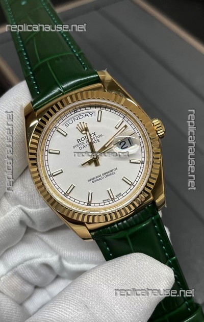 Rolex Day Date Yellow Gold Casing Watch in White Dial 36MM - 1:1 Mirror Quality 