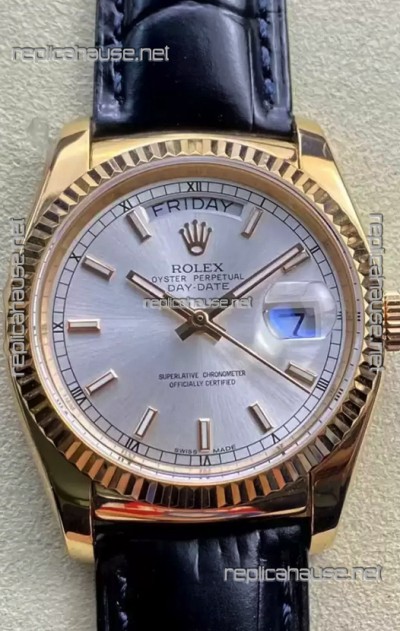 Rolex Day Date Yellow Gold Casing Watch in Steel Dial 36MM - 1:1 Mirror Quality 