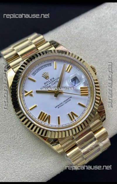 Rolex Day Date Presidential 18K Yellow Gold Watch 40MM - White Dial 1:1 Mirror Quality