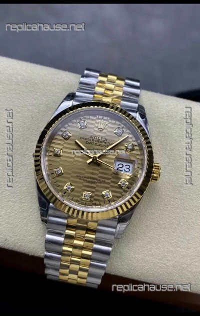 Rolex Datejust Cal.3235 Movement 1:1 Mirror Replica 904L Steel 36MM - Gold Fluted Motif Dial