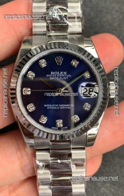 Rolex Datejust 31MM ETA-2671 Movement Swiss Replica in 904L Steel in Blue Dial 