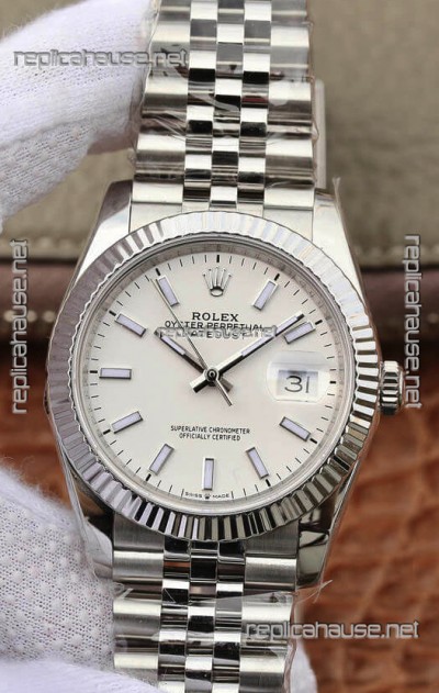 Rolex Datejust 36MM ETA-3135 Movement Swiss Replica in 904L Steel in White Dial 