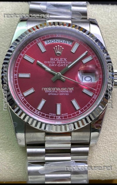 Rolex Day Date Presidential 904L Steel 36MM - Maroon Dial 1:1 Mirror Quality Watch