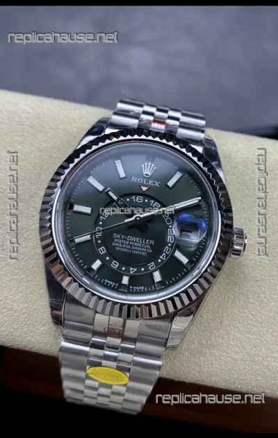 Rolex Sky-Dweller REF# 336934 Green Dial Watch in 904L Steel Case 1:1 Mirror Replica
