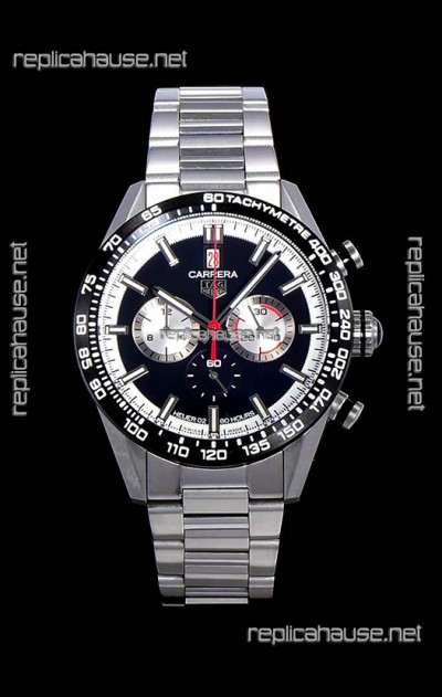 Tag Heuer Carrera Swiss Quartz Movement Replica Watch in Black Dial - Stainless Steel Strap