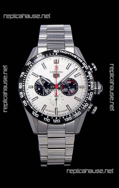 Tag Heuer Carrera Swiss Quartz Movement Replica Watch in White Dial - Stainless Steel Strap