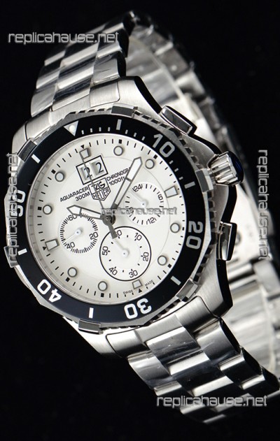 Tag Heuer Aquaracer Chronograph Swiss Quartz White Dial Watch 