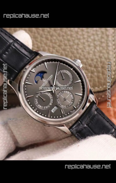 Jaeger LeCoultre Master Ultra-Thin Perpetual Calendar Grey Dial Swiss Replica Watch 