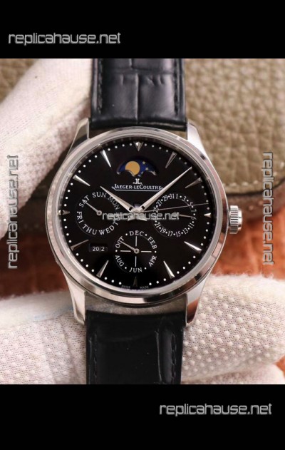 Jaeger LeCoultre Master Ultra-Thin Perpetual Calendar Black Dial Swiss Replica Watch 