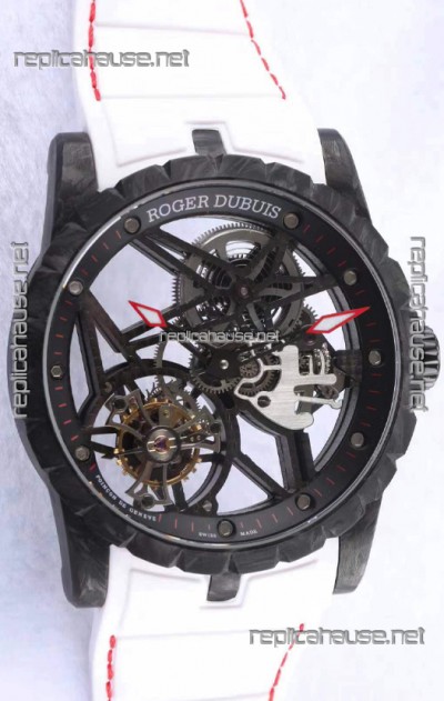 Roger Dubuis Excalibur Spider Flying Tourbillon Skeleton Carbon Casing 1:1 Mirror Swiss Watch