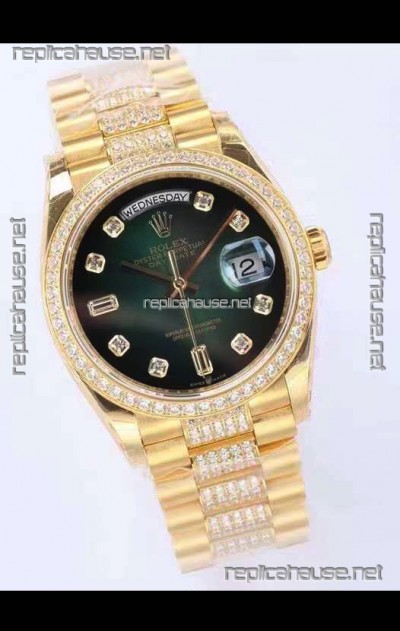 Rolex Day Date Presidential 18K Yellow Gold Watch 36MM - Green Dial 1:1 Mirror Quality Watch