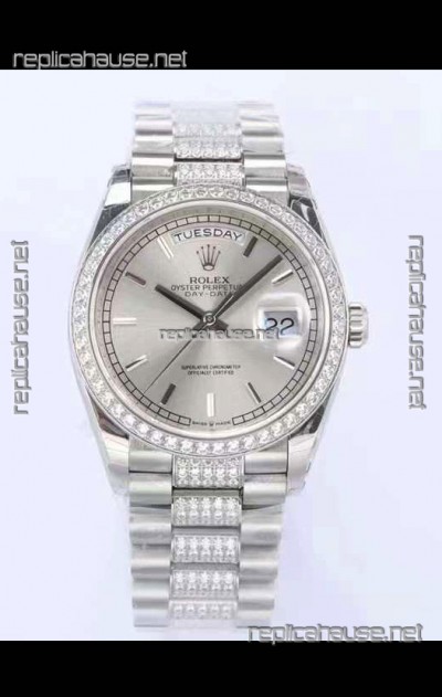 Rolex Day Date Presidential 904L Steel 36MM - Steel Dial 1:1 Mirror Quality Watch