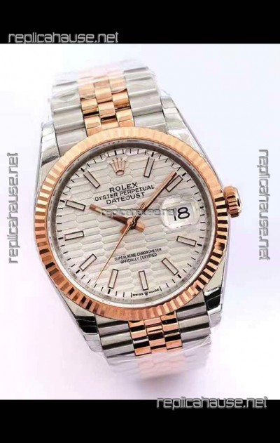 Rolex Datejust Fluted-Motif Dial 41MM Cal.3135 Movement Swiss Replica Watch in 904L Two Tone Casing