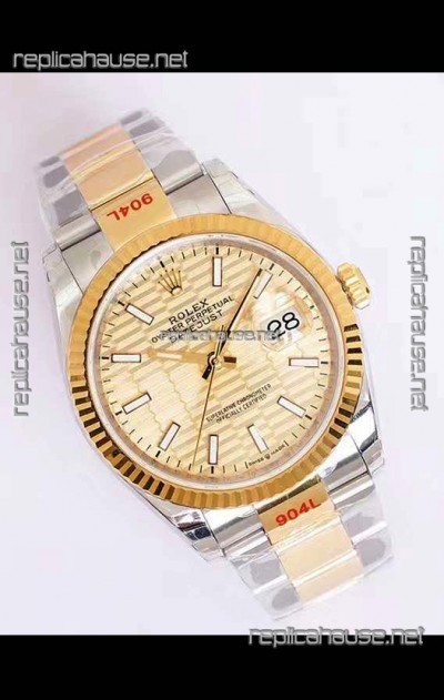Rolex Datejust Fluted-Motif Dial 41MM Cal.3135 Movement Swiss Replica Watch in 904L Two Tone Casing