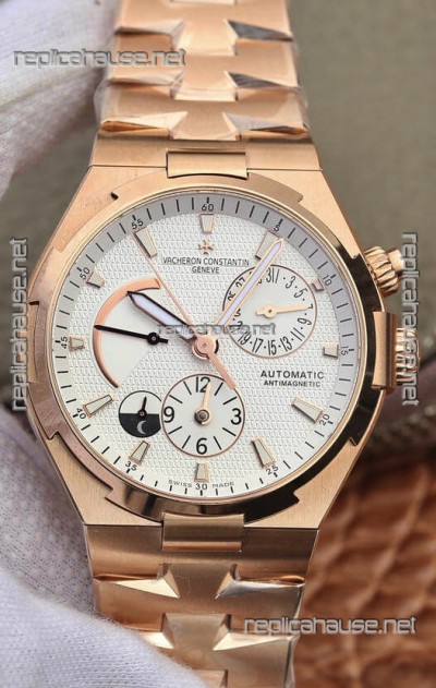 Vacheron Constantin Overseas Power Reserve Swiss Replica Watch in Rose Gold Casing