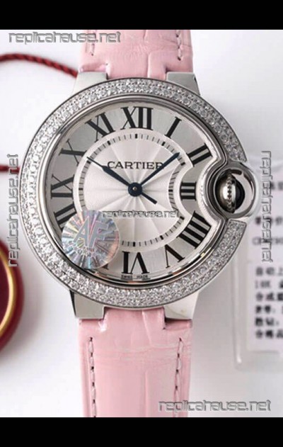 Ballon De Cartier Swiss Automatic 1:1 Mirror Quality 33MM in Stainless Steel Casing - Diamonds Bezel