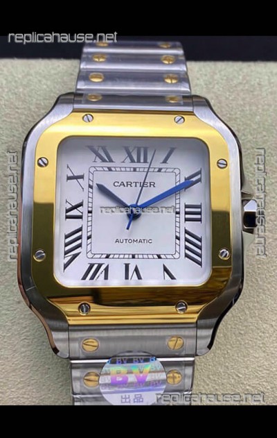 Santos De Cartier  1:1 Mirror Replica - 36MM Yellow Gold Two Tone Watch