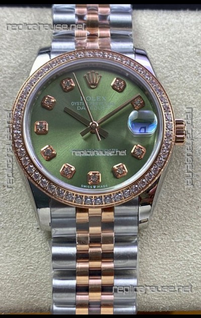 Rolex Datejust 278383 31MM Swiss Replica in 904L Steel in Green Dial - 1:1 Mirror Replica