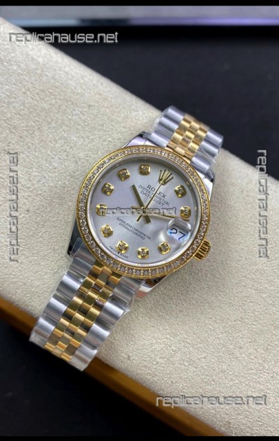 Rolex Datejust 278383 31MM Swiss Replica in 904L Steel Two Tone Yellow Gold Pearl Dial 1:1 Mirror Replica