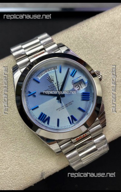 Rolex Day Date M228206-0001 904L Steel 40MM - Ice Blue Dial 1:1 Mirror Replica