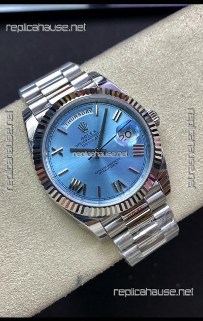 Rolex Day Date M228236-0012 904L Steel 40MM - Ice Blue Dial 1:1 Mirror Replica
