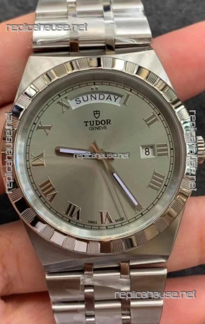 Tudor Royal Edition Watch - 1:1 Mirror Replica in Steel Casing - Grey Roman Dial