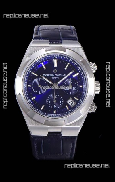 Vacheron Constantin Overseas Chronograph Blue Dial Swiss Replica Watch - Leather Strap