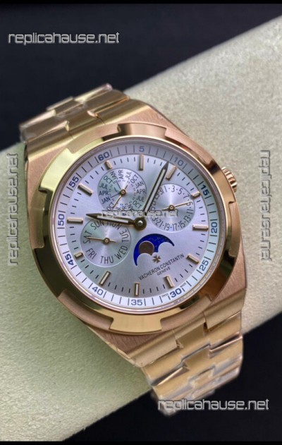 Vacheron Constantin Overseas Perpetual Calendar Ultra-Thin Steel Dial Rose Gold Casing Replica