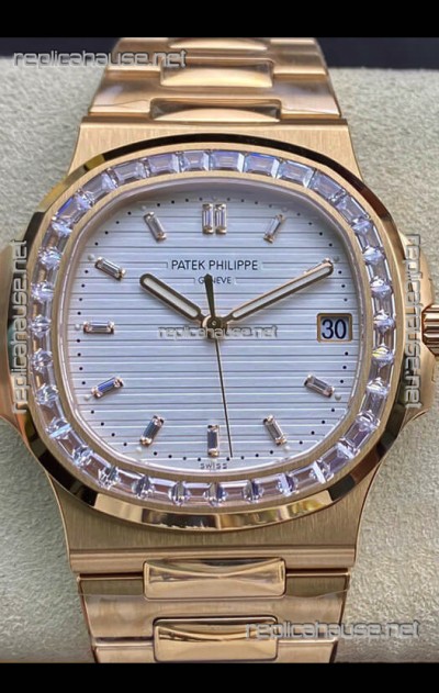 Patek Philippe Nautilus 5711/1R 1 1:1 Mirror Replica Watch in White Dial Rose Gold