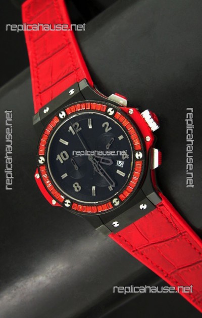 Hublot Big Bang All Black Edition Japanese Quartz Watch with Diamonds