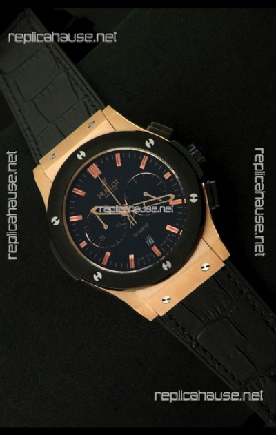 Hublot Big Bang Classic Fusion Chrono Quartz Watch with Ceramic Bezel