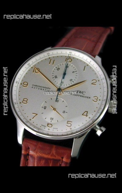 IWC Portuguese Chronograph Swiss Replica Watch in White Dial
