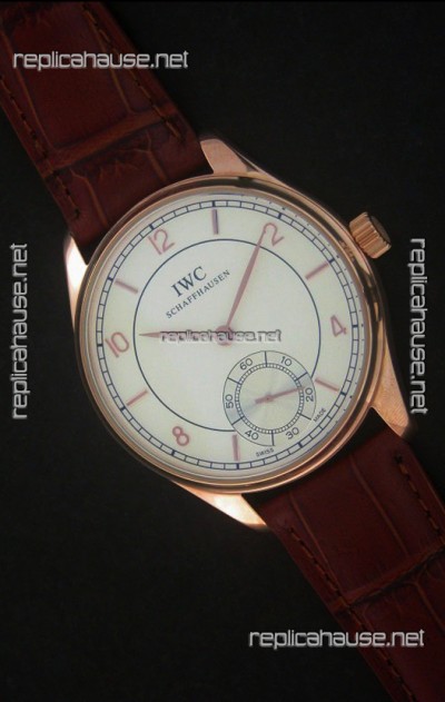 IWC Portuguese FA Jones Japanese Replica Watch in Rose Gold Casing
