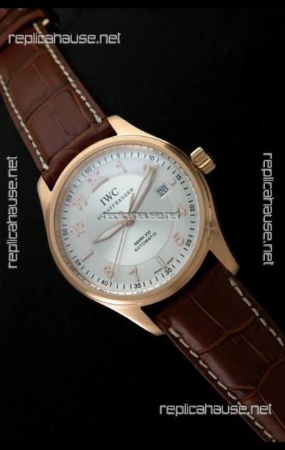 IWC Fliegeruhr International Watch Co. Swiss Automatic Rose Gold Watch in White Dial