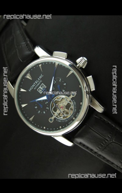 Mont Blanc Flying Tourbillon Japanese Replica Watch in Black Dial