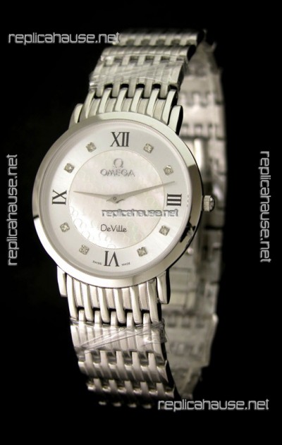 Omega DeVelie Japanese Replica Watch in Diamond Markers