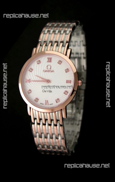 Omega DeVelie Japanese Replica Rose Gold Watch 